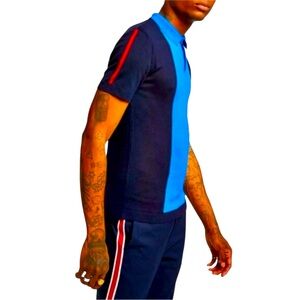 Topman Men’s Colorblock Short Sleeve Knit Polo Shirt XXL